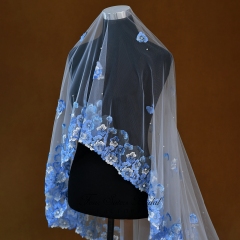 Long Elegant Light Blue Veils