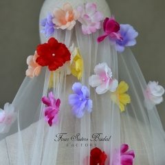3D Colorful Flowers Veils