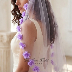 3D Lavender Flowers Veil