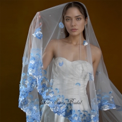 Long Elegant Light Blue Veils