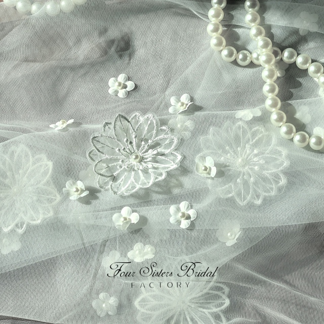 3D Flowers Pearl Veils