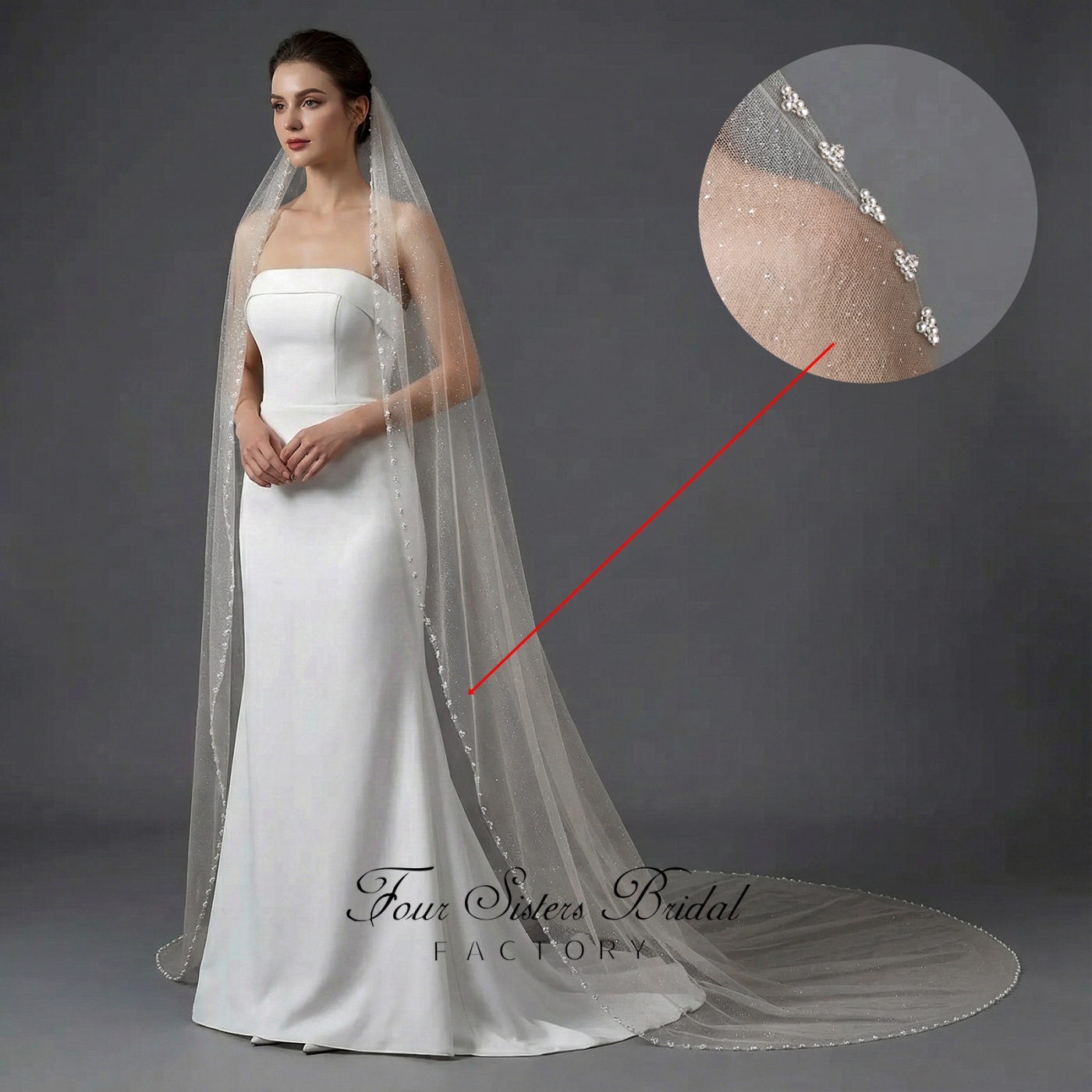 Beading Glitter Tulle Wedding Veils