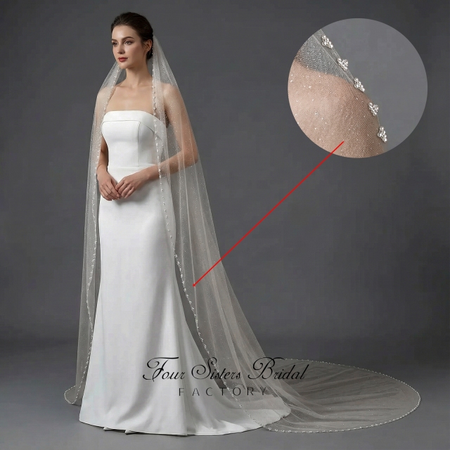 Beading Glitter Tulle Wedding Veils