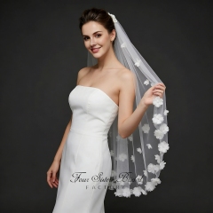 3D Flowers Pearl Veils