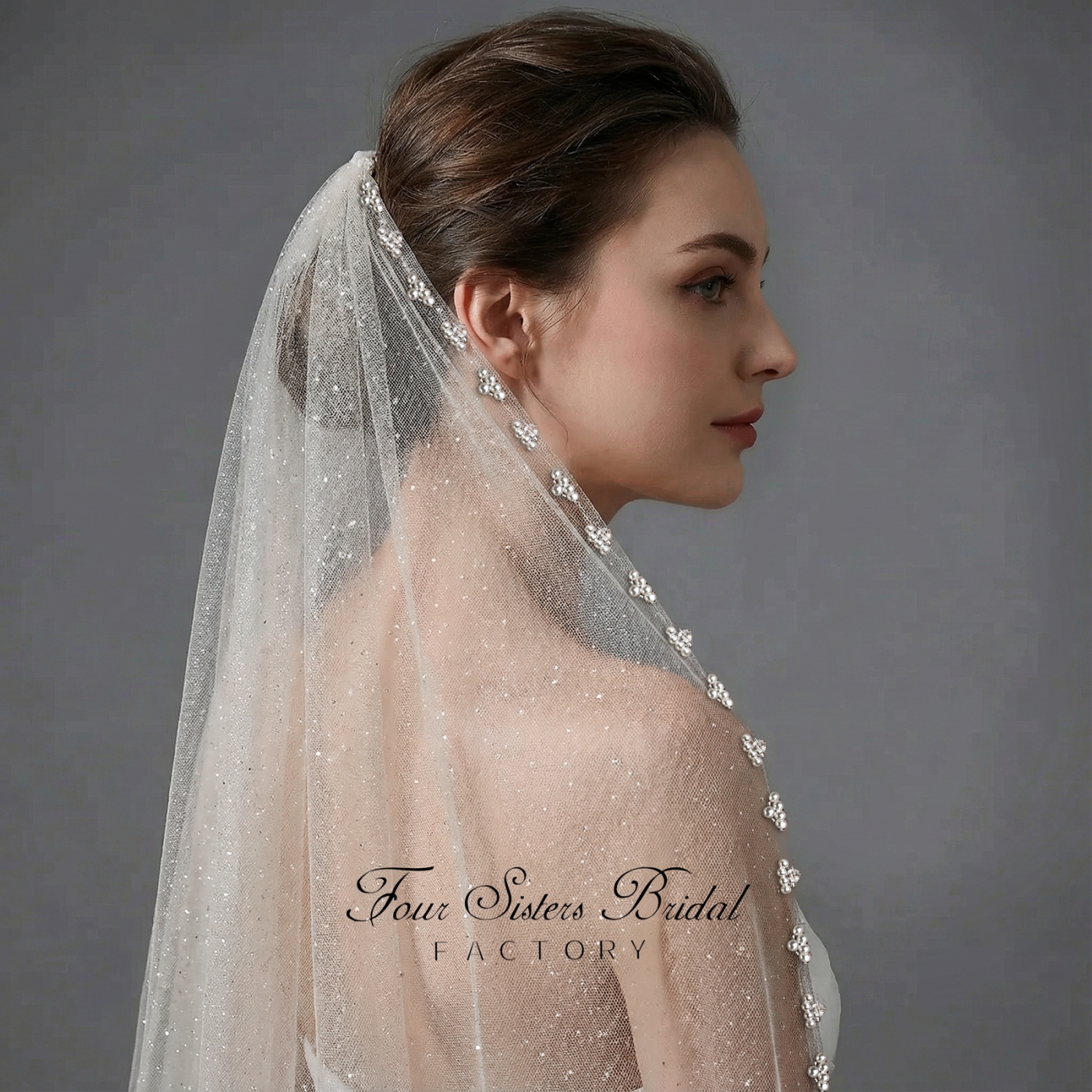 Beading Glitter Tulle Wedding Veils