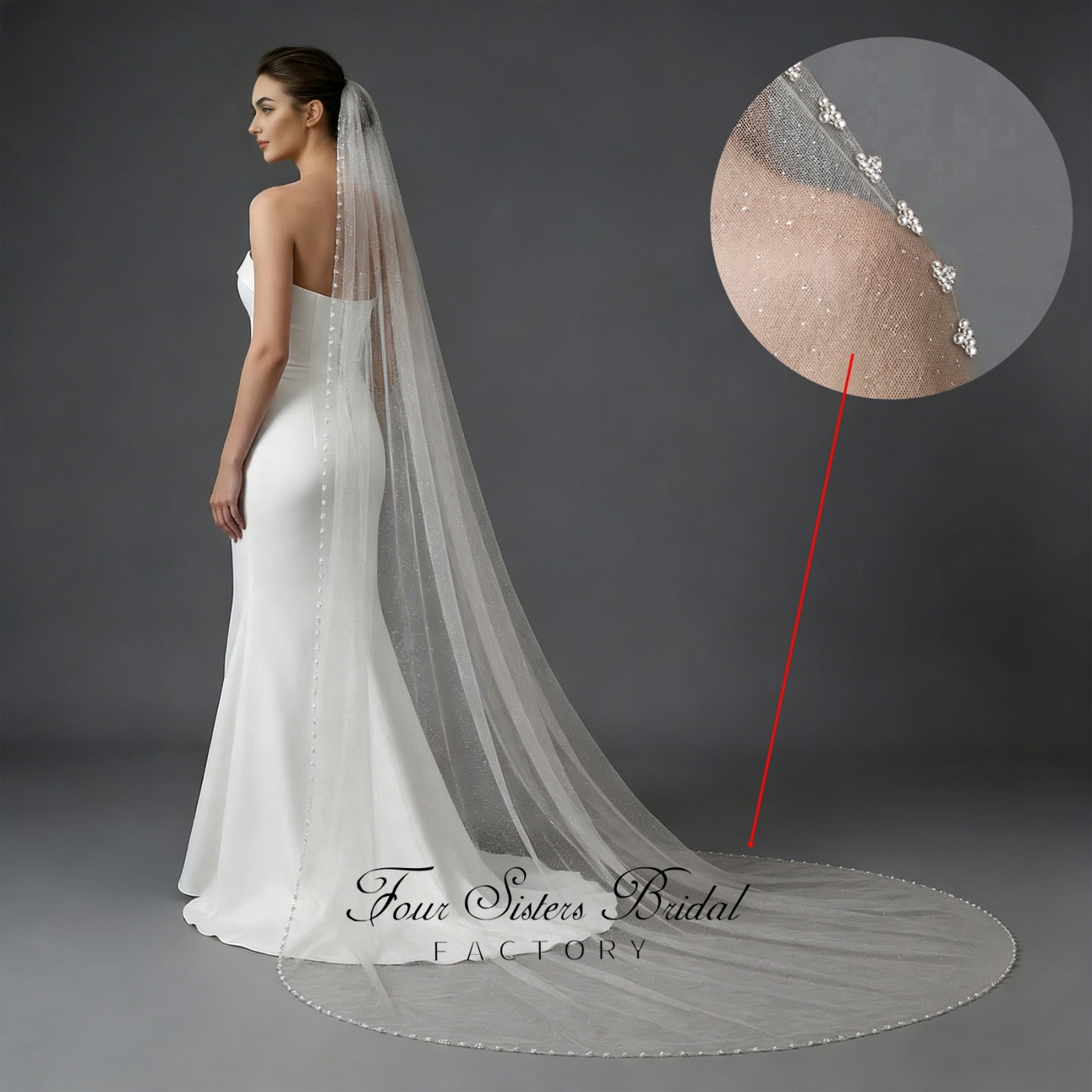 Beading Glitter Tulle Wedding Veils