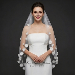 3D Flowers Pearl Veils