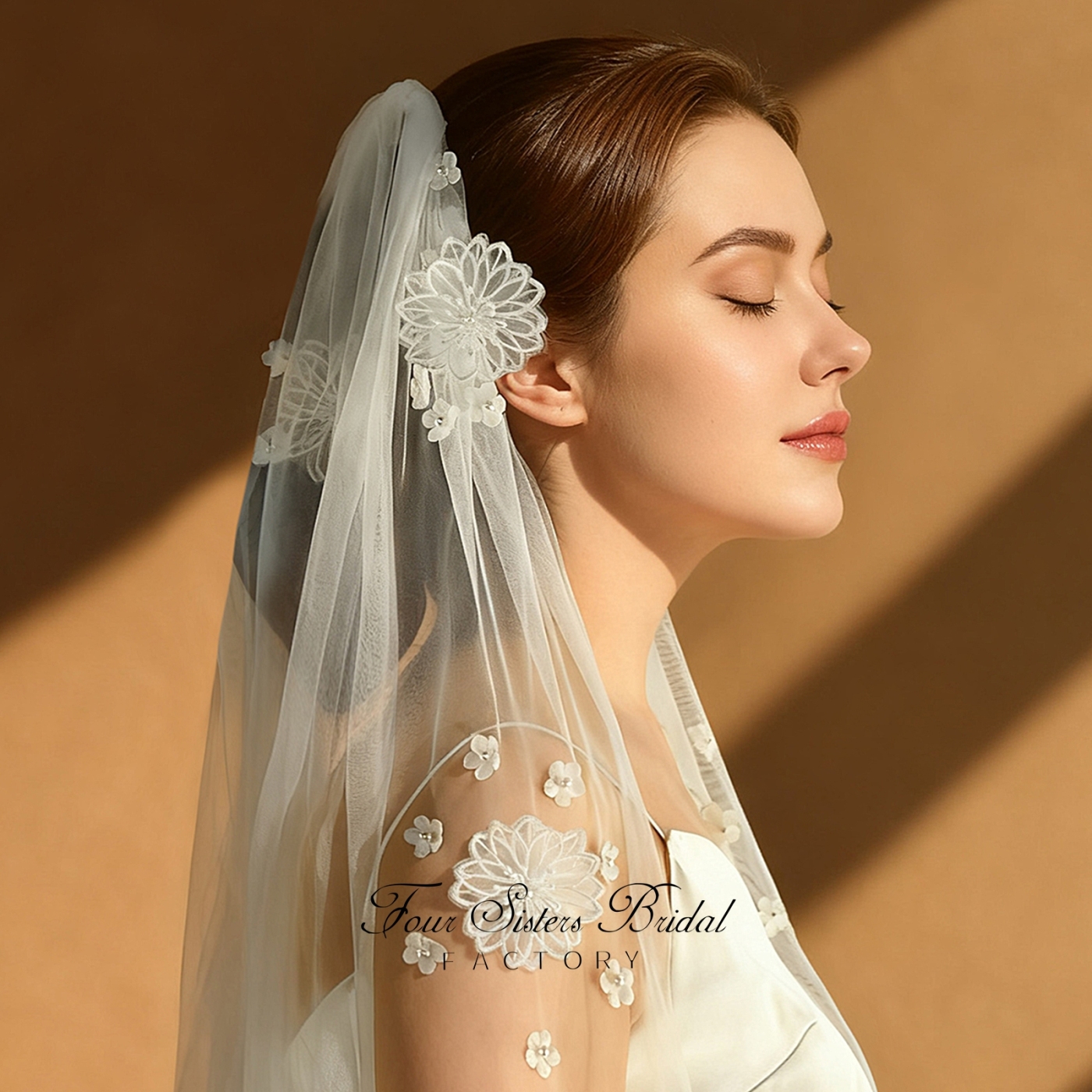 3D Flowers Pearl Veils