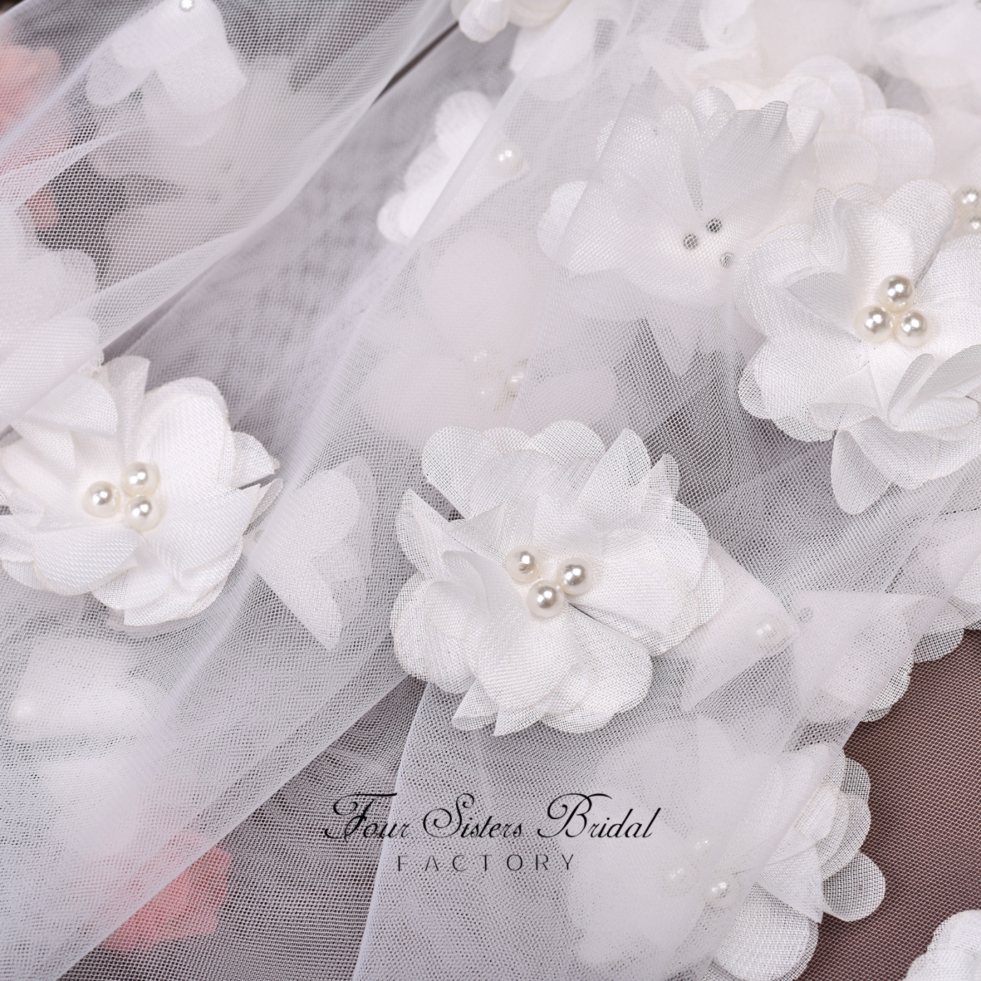 3D Flowers Pearl Veils