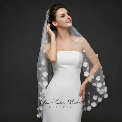 3D Flowers Pearl Veils
