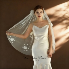 3D Flowers Pearl Veils