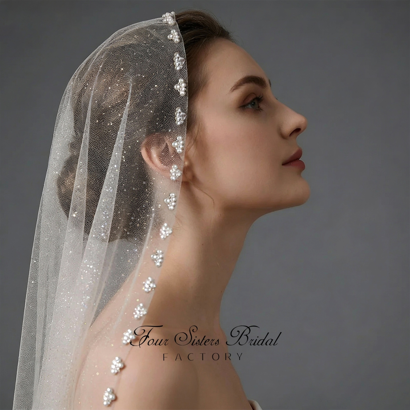 Beading Glitter Tulle Wedding Veils
