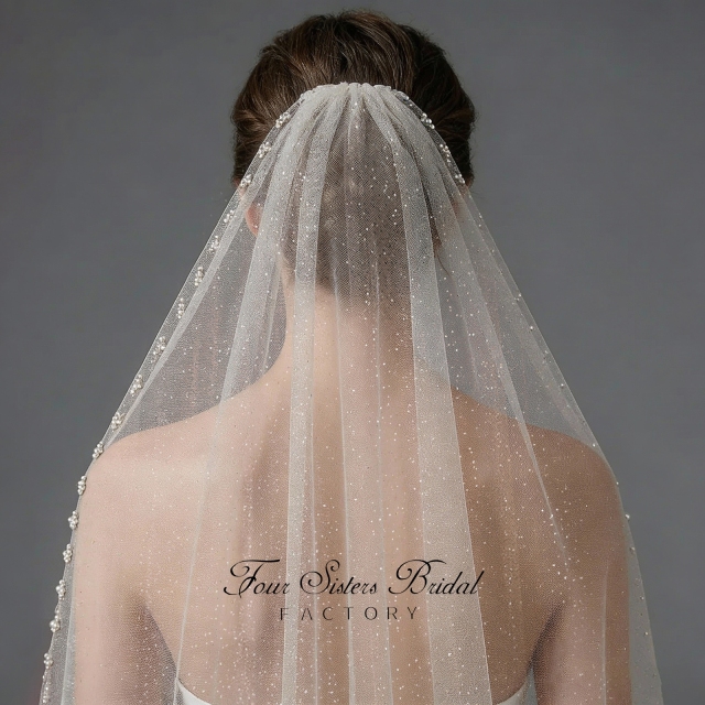 Beading Glitter Tulle Wedding Veils