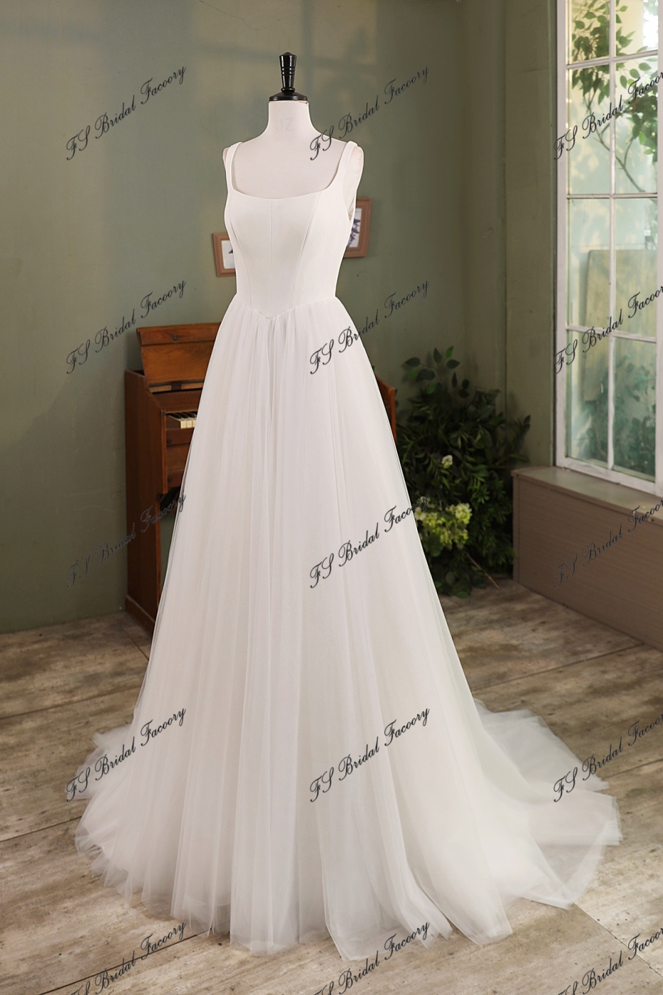 Simple Tulle A-Line Bridal Gown