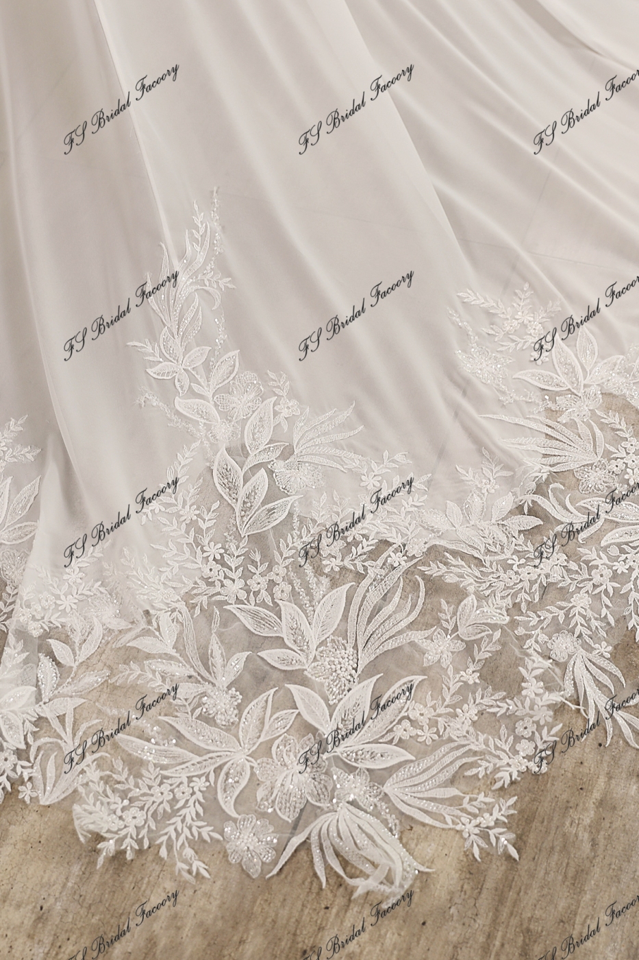 Chiffon  A-line Wedding Gown With V-back