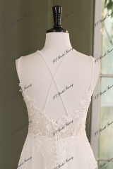 Lace Chiffon A-line Wedding Gown With Lace Appliqué Train