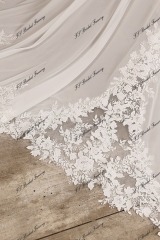 Lace Chiffon A-line Wedding Gown With Lace Appliqué Train