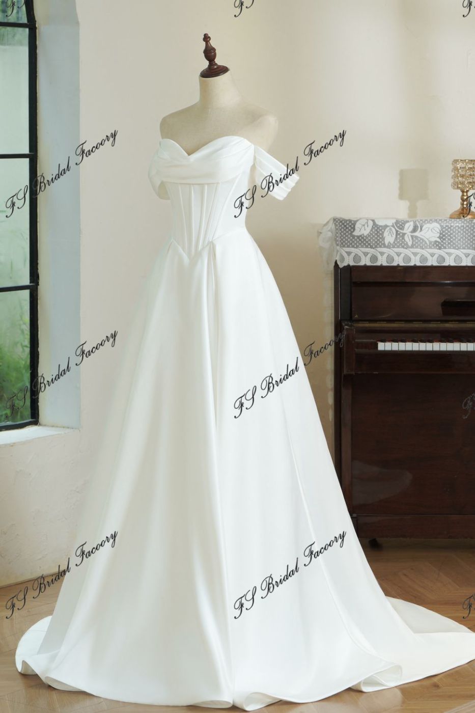Simple Satin A-line Wedding Dress