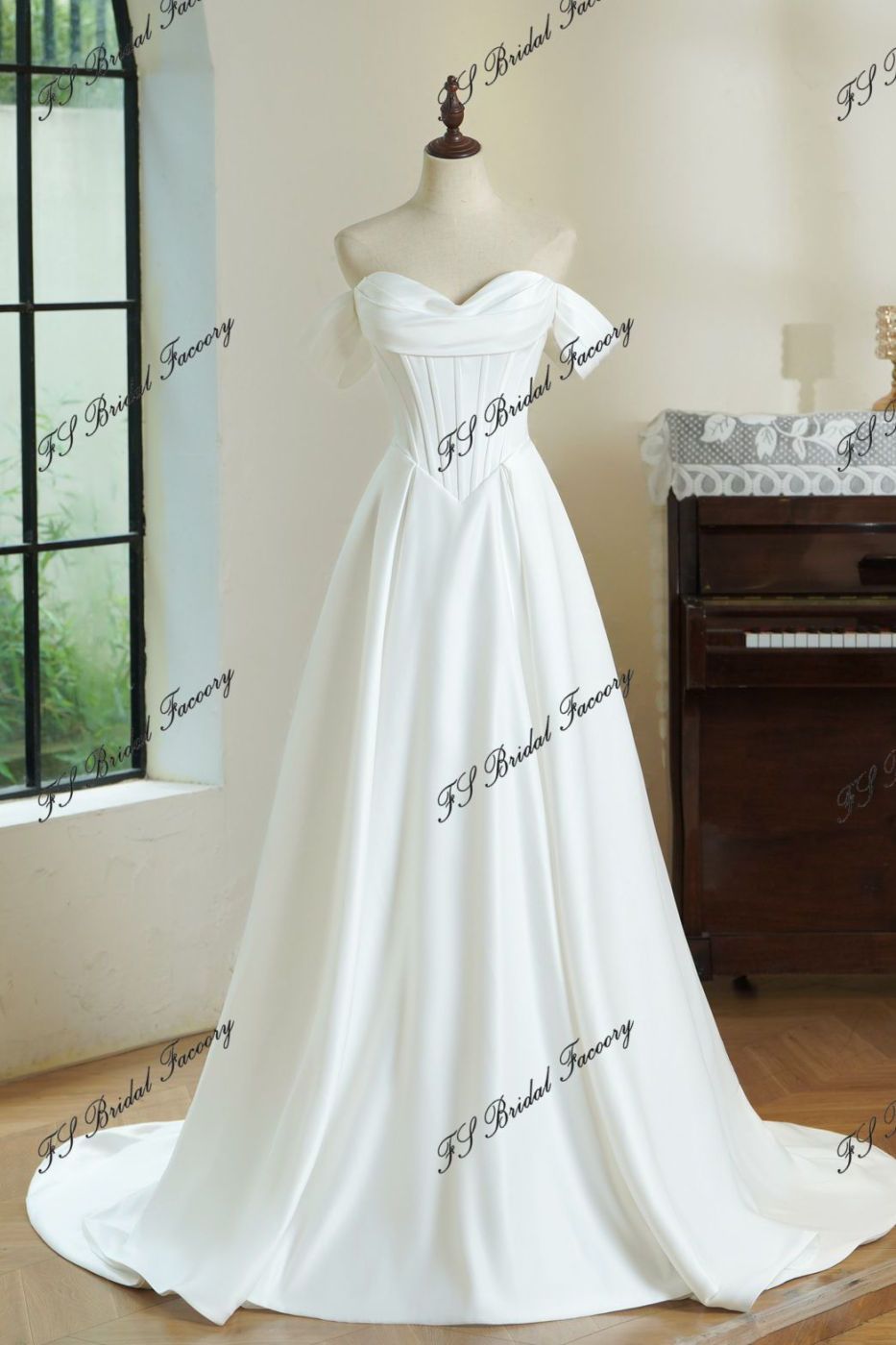 Simple Satin A-line Wedding Dress