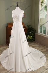 Chiffon Lace Appliqué A-line Wedding Gown