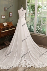 Chiffon Lace Appliqué A-line Wedding Gown