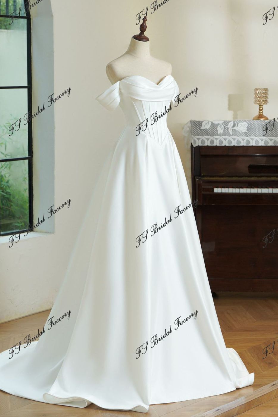 Simple Satin A-line Wedding Dress