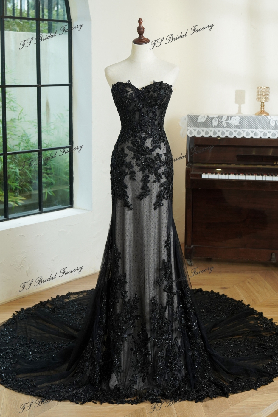Beading Lace Appliqué Mermaid Wedding Gown
