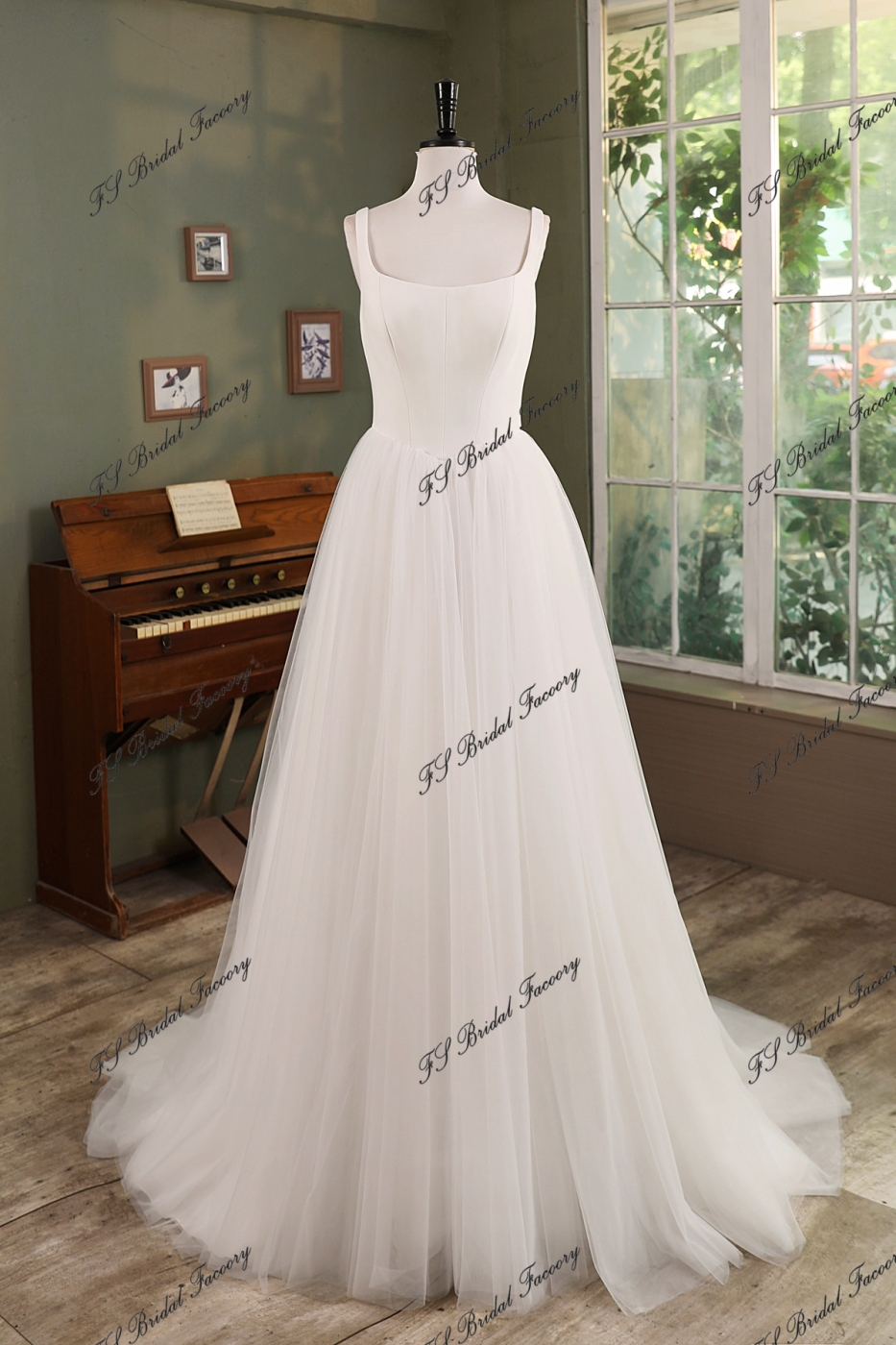 Simple Tulle A-Line Bridal Gown