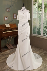 Mermaid Crepe Wedding Gown With Beading Lace Train