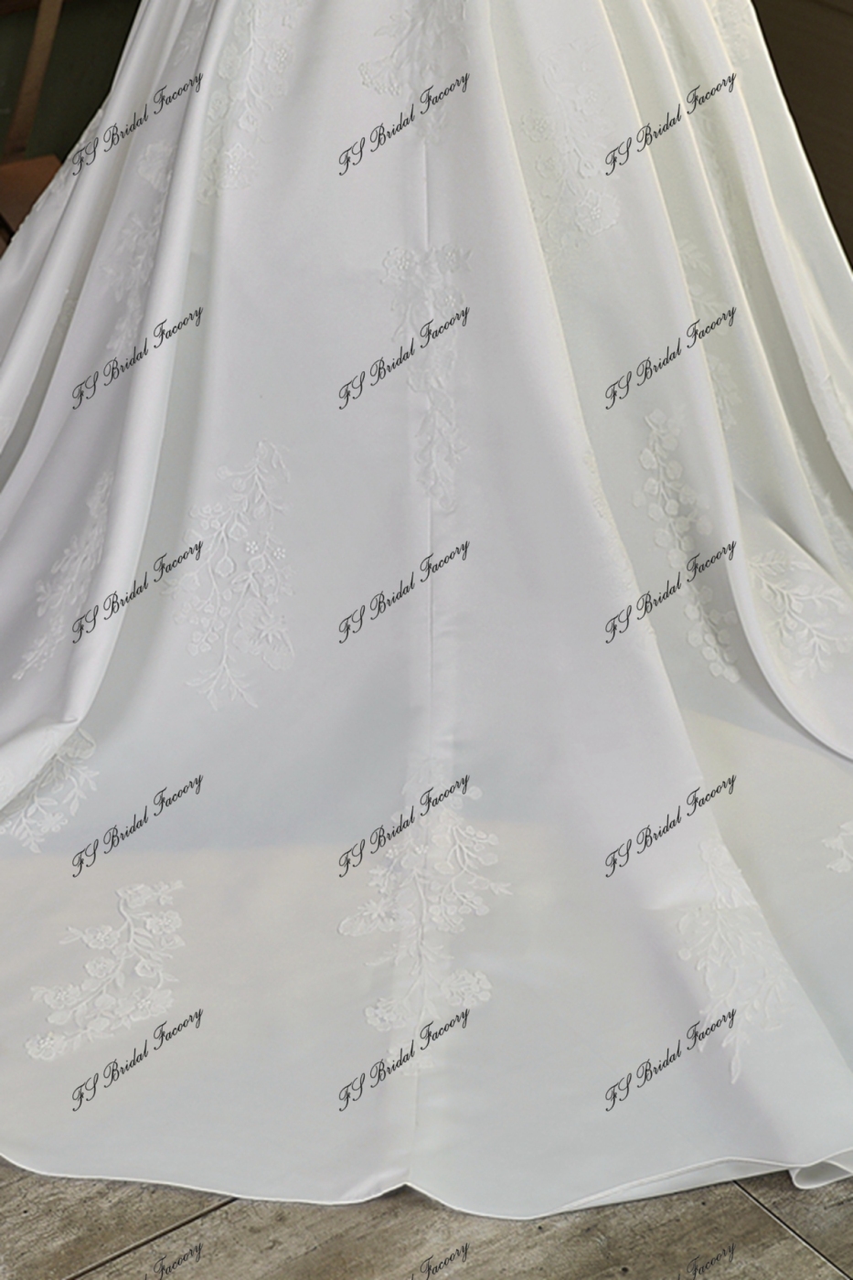 Straight Neckline Short Satin Wedding Gown