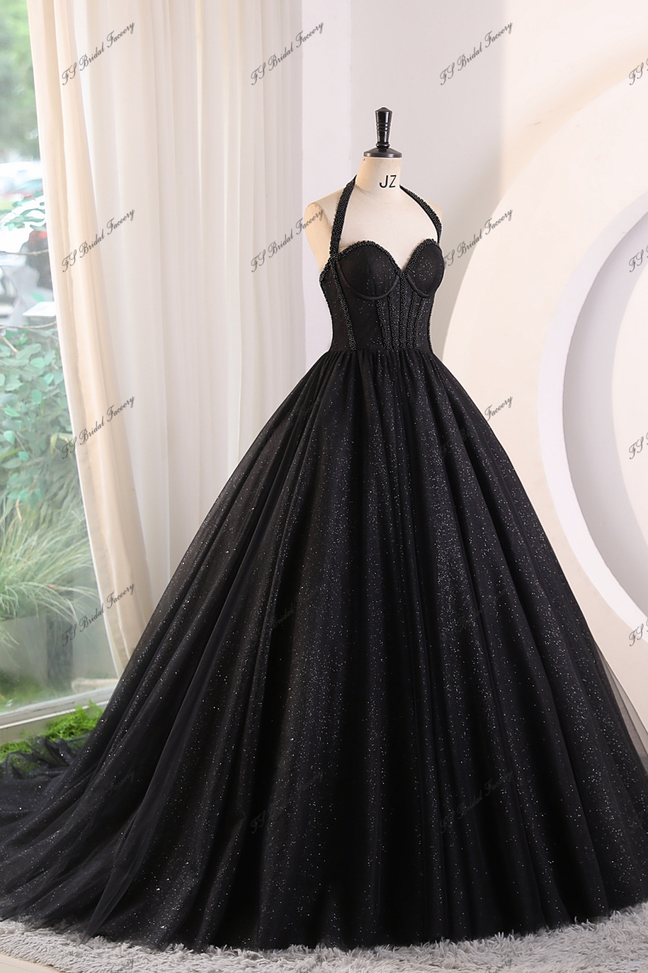 Detached Straps Beading Tulle Ball Gown