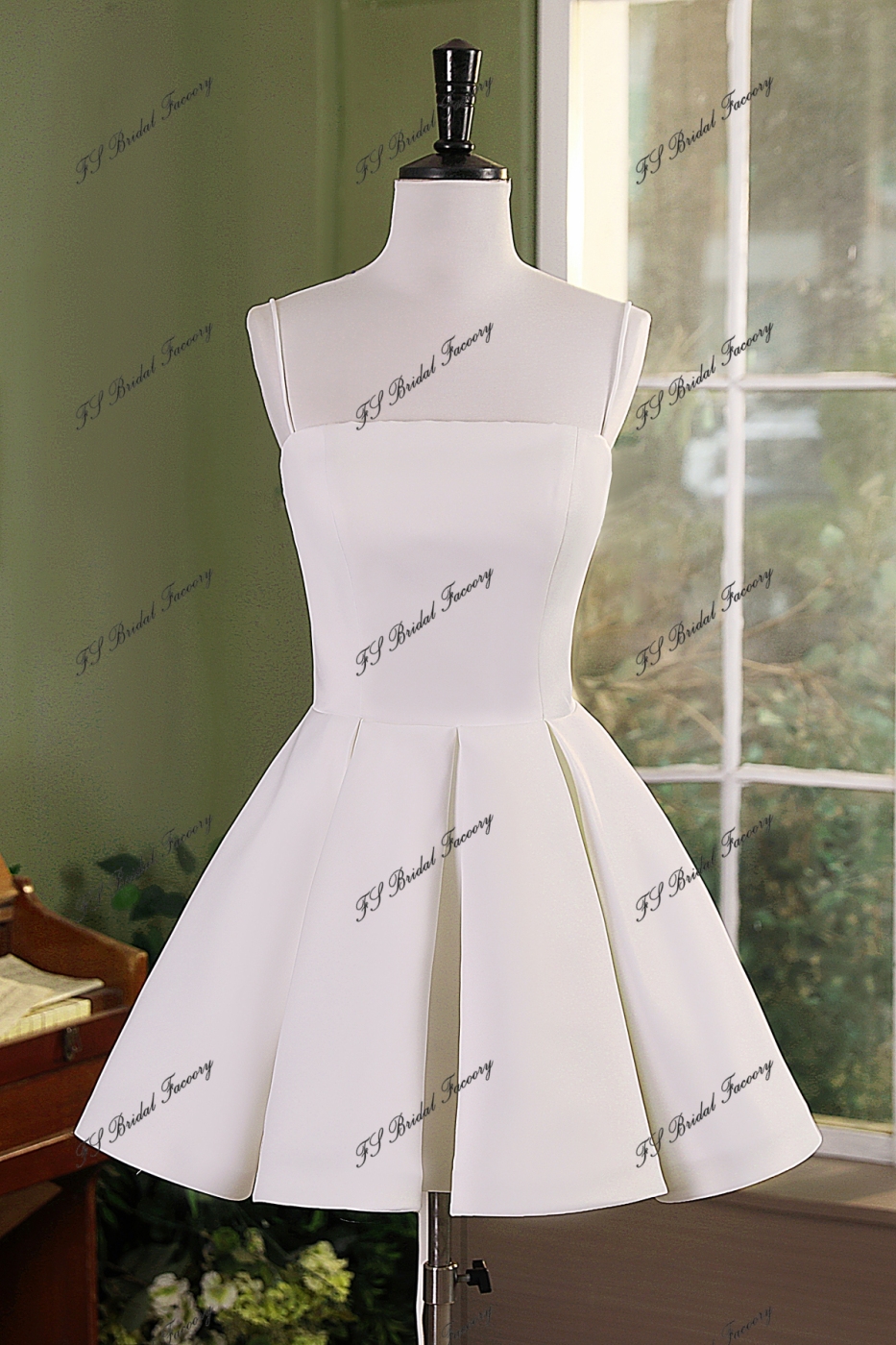 Pleated Mermaid Crepe Wedding Gown