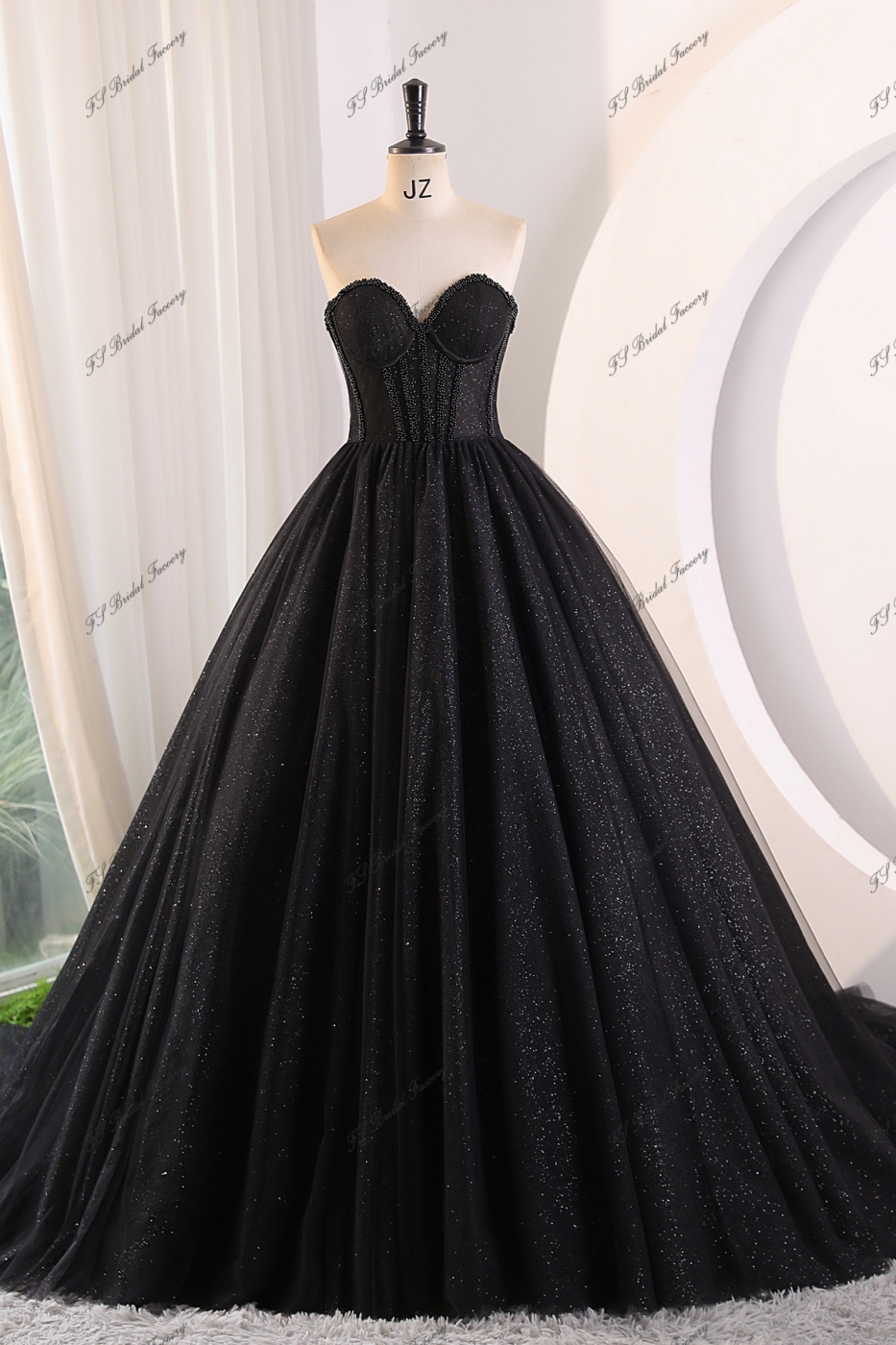 Detached Straps Beading Tulle Ball Gown