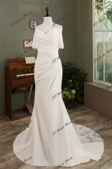 Mermaid Crepe Wedding Gown With Beading Lace Train