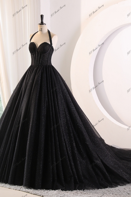 Detached Straps Beading Tulle Ball Gown