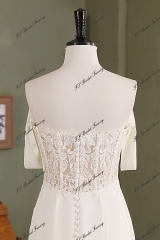 Mermaid Crepe Wedding Gown With Beading Lace Train