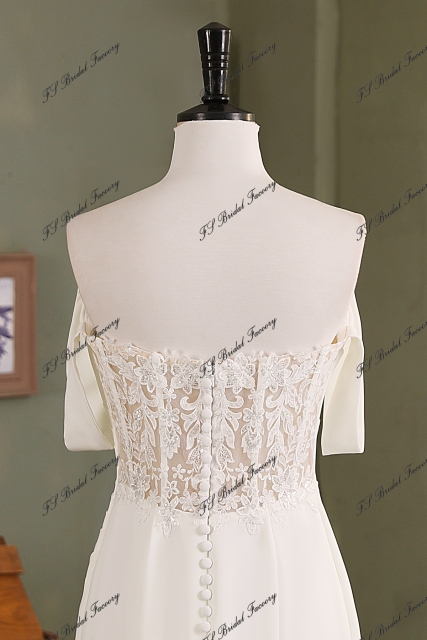 Mermaid Crepe Wedding Gown With Beading Lace Train