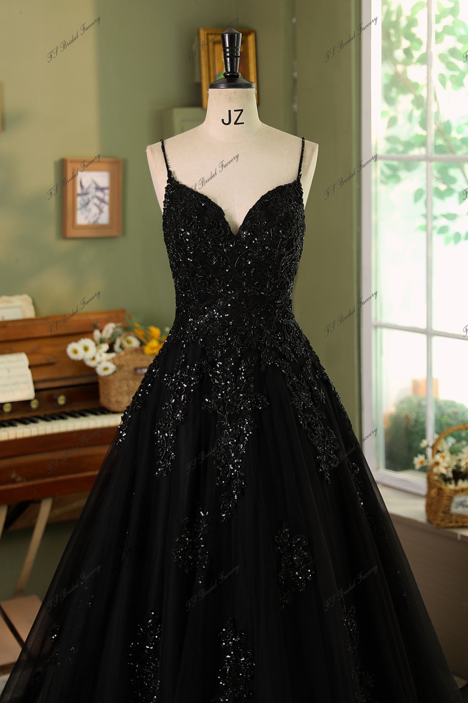 Detached Straps Beading Tulle Ball Gown
