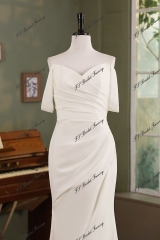 Mermaid Crepe Wedding Gown With Beading Lace Train