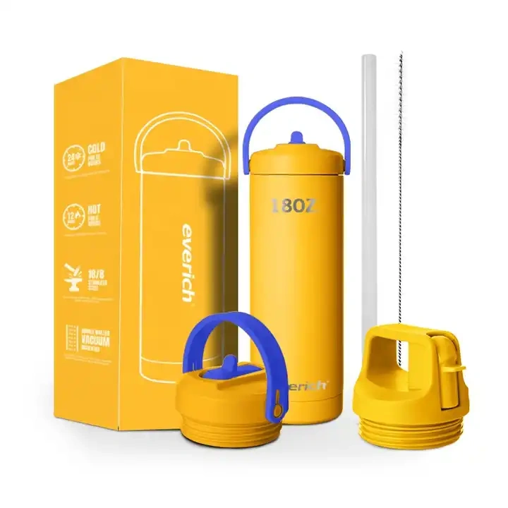 2023 BPA free LFGB Double walled Insulated 18/8 Stainless Steel Vacuum Flask Sport Water Bottle with straw easy carry