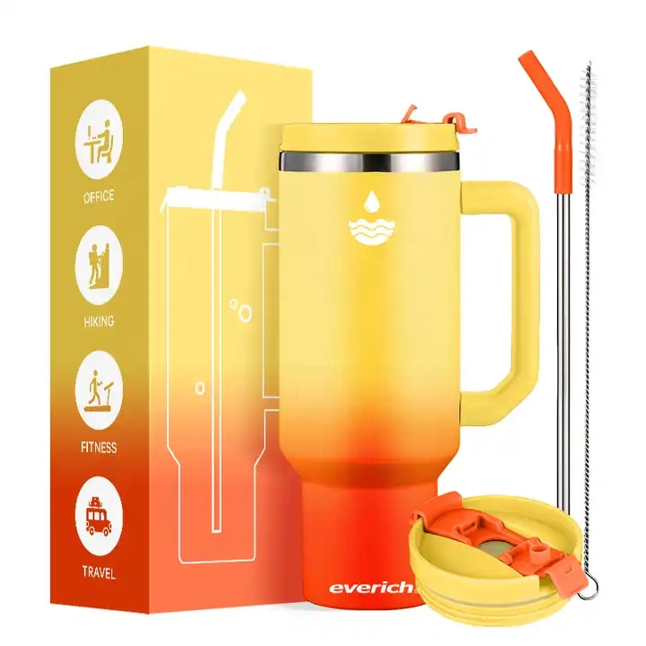 OEM 40oz tumbler BPA free Double walled Insulated 18/8 Stainless Steel Vacuum Flask Sport Water Bottle with straw easy carry