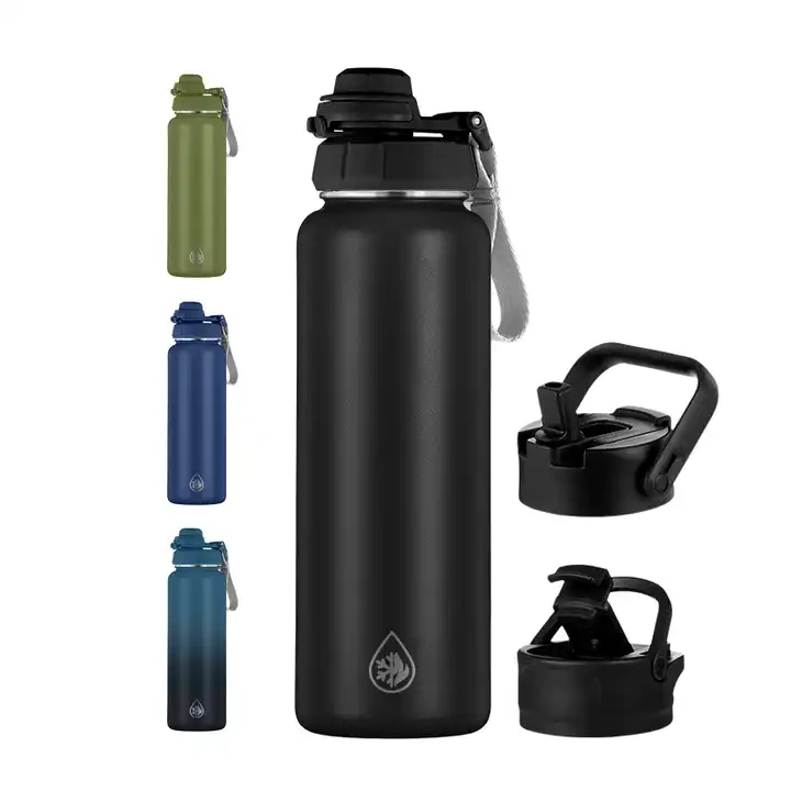 Everich ODM Lids 32oz Double Wall Vacuum Flasks Thermos Stainless Steel Insulated Water Bottle With Straw Flip Lid