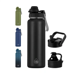 Everich ODM Lids 32oz Double Wall Vacuum Flasks Thermos Stainless Steel Insulated Water Bottle With Straw Flip Lid