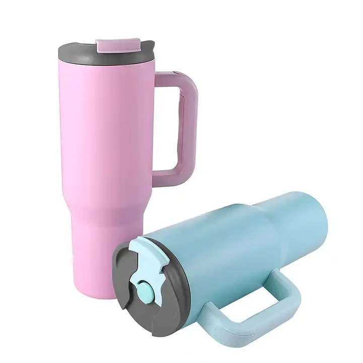 40oz Quencher Tumbler Handle Big Capacity Straw Lid Leak Proof Stainless Steel Water Bottle Travel Mug Thunder Tumbler