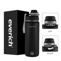 Custom Everich 18oz Double Wall Vacuum Flasks Thermos Stainless Steel Insulated Water Bottle With Straw Flip Lid