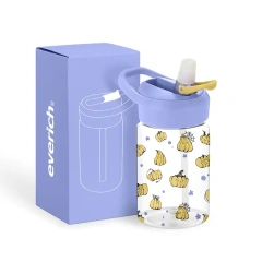 2023 everich Kids water bottle 400ml Tritan with straw lid and built in carrying loop