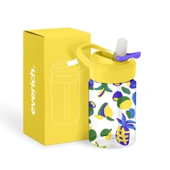2023 everich Kids water bottle 400ml Tritan with straw lid and built in carrying loop