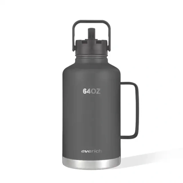 Half Gallon 64oz double wall 304 Food Grade Stainless Steel Beer Handle Growler Water Bottle Sports Outdoor Travel