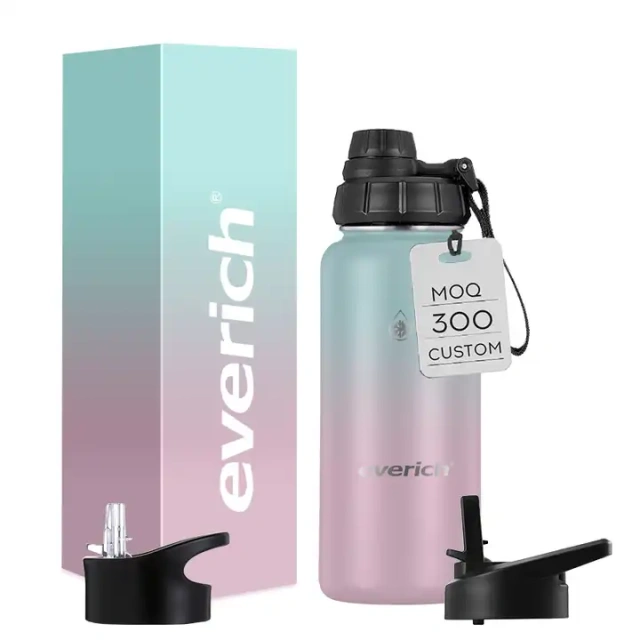 Hot Selling BPA Free 18oz 22oz 32oz 40oz Stainless Steel Sport Water Bottle with Straw Lid for Gym