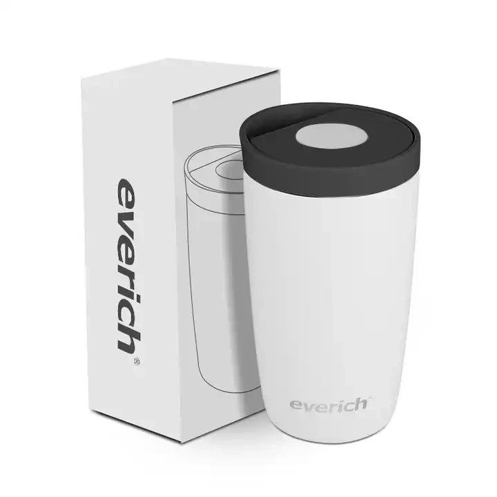 Leaking proof bounce lid easy opening 350ml stainless steel double wall insulated coffee mug for outdoor
